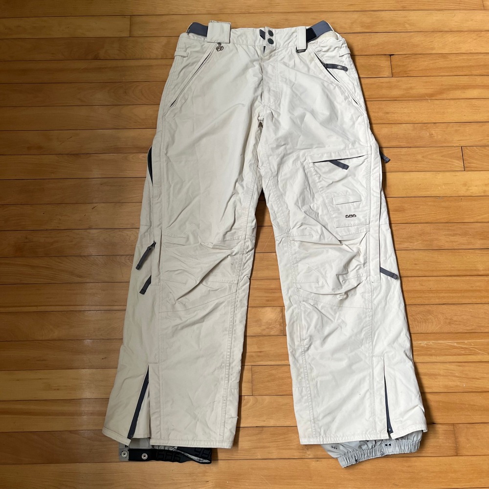 686 Technical Cargo Snow Pants Off-White Beige Snowboarding Skiing Mens